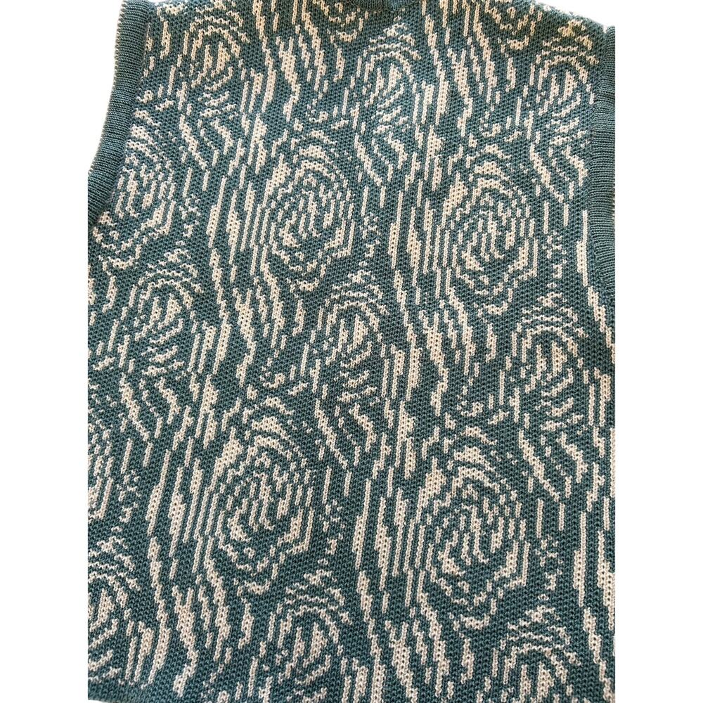Vintage Hand Knit Sweater Vest Boho Teal Cream Size S/M Festival Hippie Retro - Picture 7 of 7